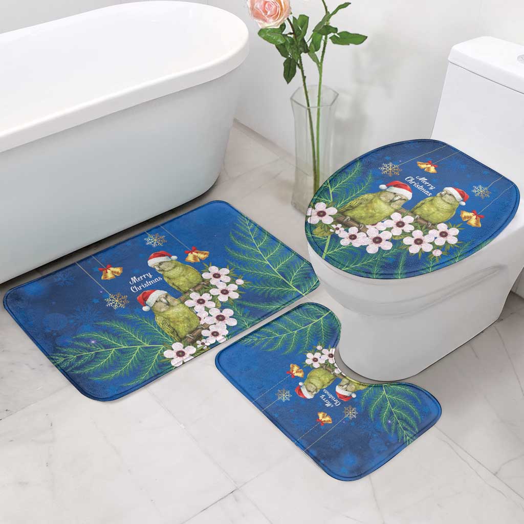 New Zealand Kakapo Christmas Bathroom Set Owl Parrot Santa Sliver Fern Manuka - Blue LT14 - Polynesian Pride