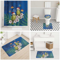 New Zealand Kakapo Christmas Bathroom Set Owl Parrot Santa Sliver Fern Manuka - Blue LT14 - Polynesian Pride