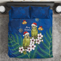 New Zealand Kakapo Christmas Bedding Set Owl Parrot Santa Sliver Fern Manuka - Blue LT14 Blue - Polynesian Pride