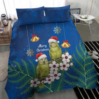 New Zealand Kakapo Christmas Bedding Set Owl Parrot Santa Sliver Fern Manuka - Blue LT14 - Polynesian Pride