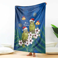 New Zealand Kakapo Christmas Blanket Owl Parrot Santa Sliver Fern Manuka - Blue LT14 - Polynesian Pride