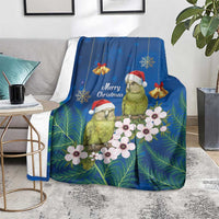 New Zealand Kakapo Christmas Blanket Owl Parrot Santa Sliver Fern Manuka - Blue LT14 - Polynesian Pride