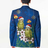 New Zealand Kakapo Christmas Blazer Owl Parrot Santa Sliver Fern Manuka - Blue LT14 - Polynesian Pride