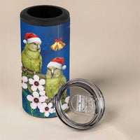 New Zealand Kakapo Christmas 4 in 1 Can Cooler Tumbler Owl Parrot Santa Sliver Fern Manuka - Blue LT14 - Polynesian Pride