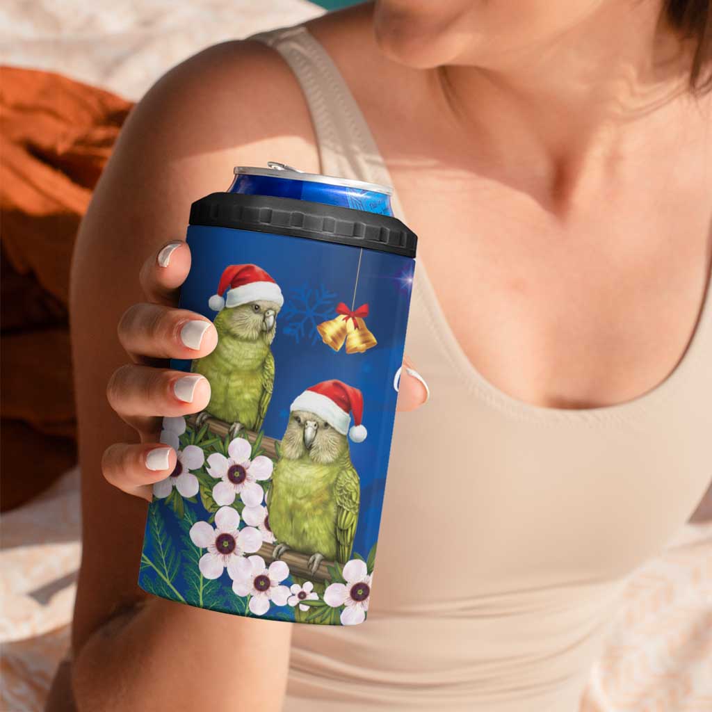 New Zealand Kakapo Christmas 4 in 1 Can Cooler Tumbler Owl Parrot Santa Sliver Fern Manuka - Blue LT14 - Polynesian Pride