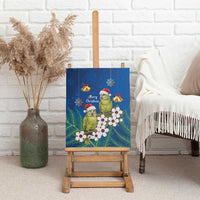 New Zealand Kakapo Christmas Canvas Wall Art Owl Parrot Santa Sliver Fern Manuka - Blue LT14 - Polynesian Pride