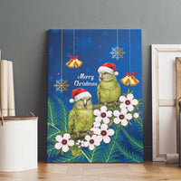 New Zealand Kakapo Christmas Canvas Wall Art Owl Parrot Santa Sliver Fern Manuka - Blue LT14 - Polynesian Pride