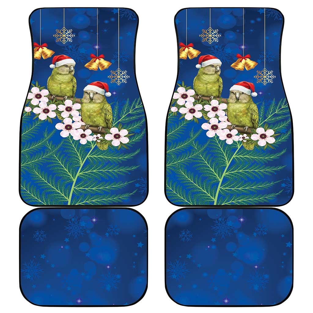 New Zealand Kakapo Christmas Car Mats Owl Parrot Santa Sliver Fern Manuka - Blue LT14 - Polynesian Pride