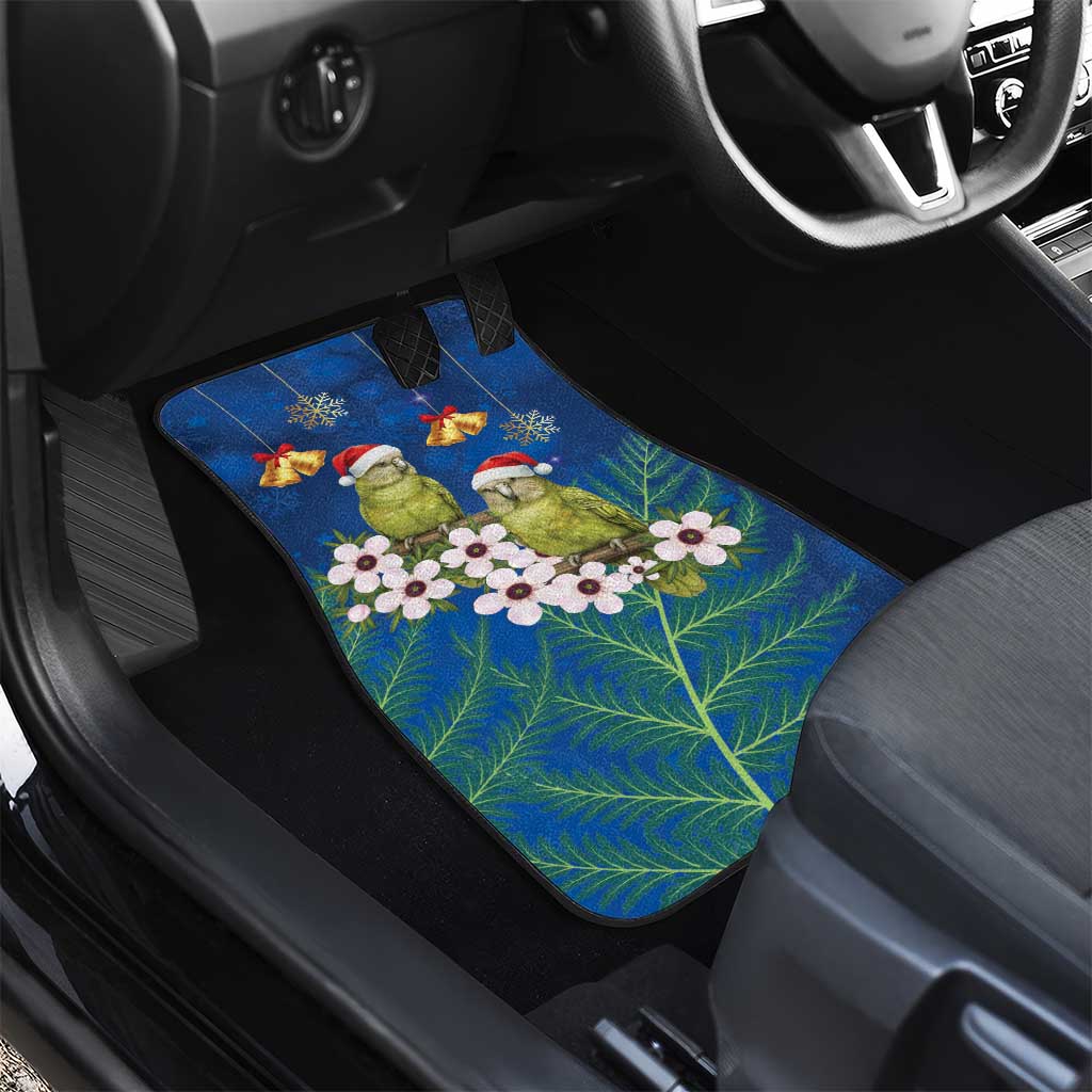 New Zealand Kakapo Christmas Car Mats Owl Parrot Santa Sliver Fern Manuka - Blue LT14 - Polynesian Pride