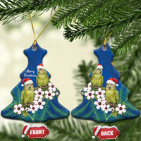 New Zealand Kakapo Christmas Ceramic Ornament Owl Parrot Santa Sliver Fern Manuka - Blue LT14 Christmas Tree Blue - Polynesian Pride