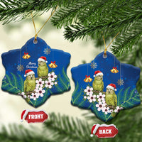 New Zealand Kakapo Christmas Ceramic Ornament Owl Parrot Santa Sliver Fern Manuka - Blue LT14 Snow Flake Blue - Polynesian Pride