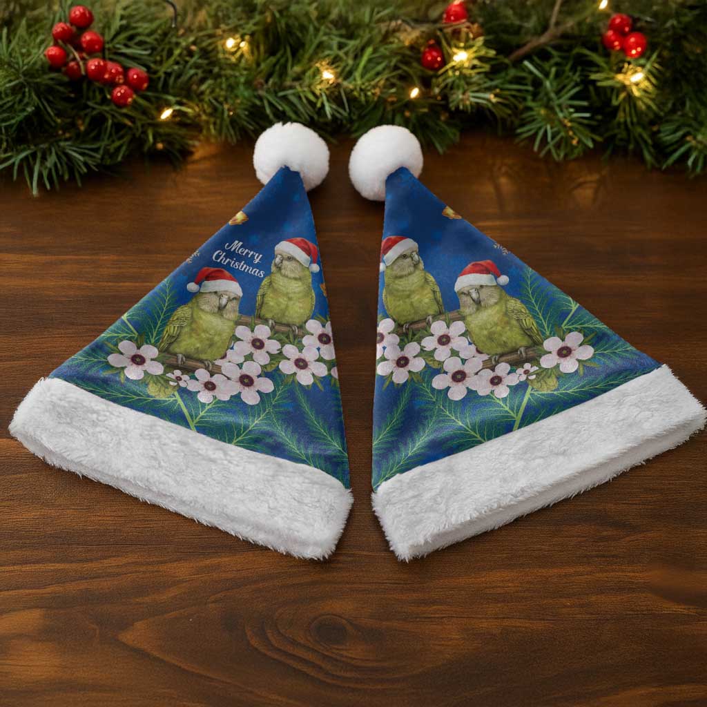 New Zealand Kakapo Christmas Santa Hat Owl Parrot Santa Sliver Fern Manuka - Blue LT14 - Polynesian Pride