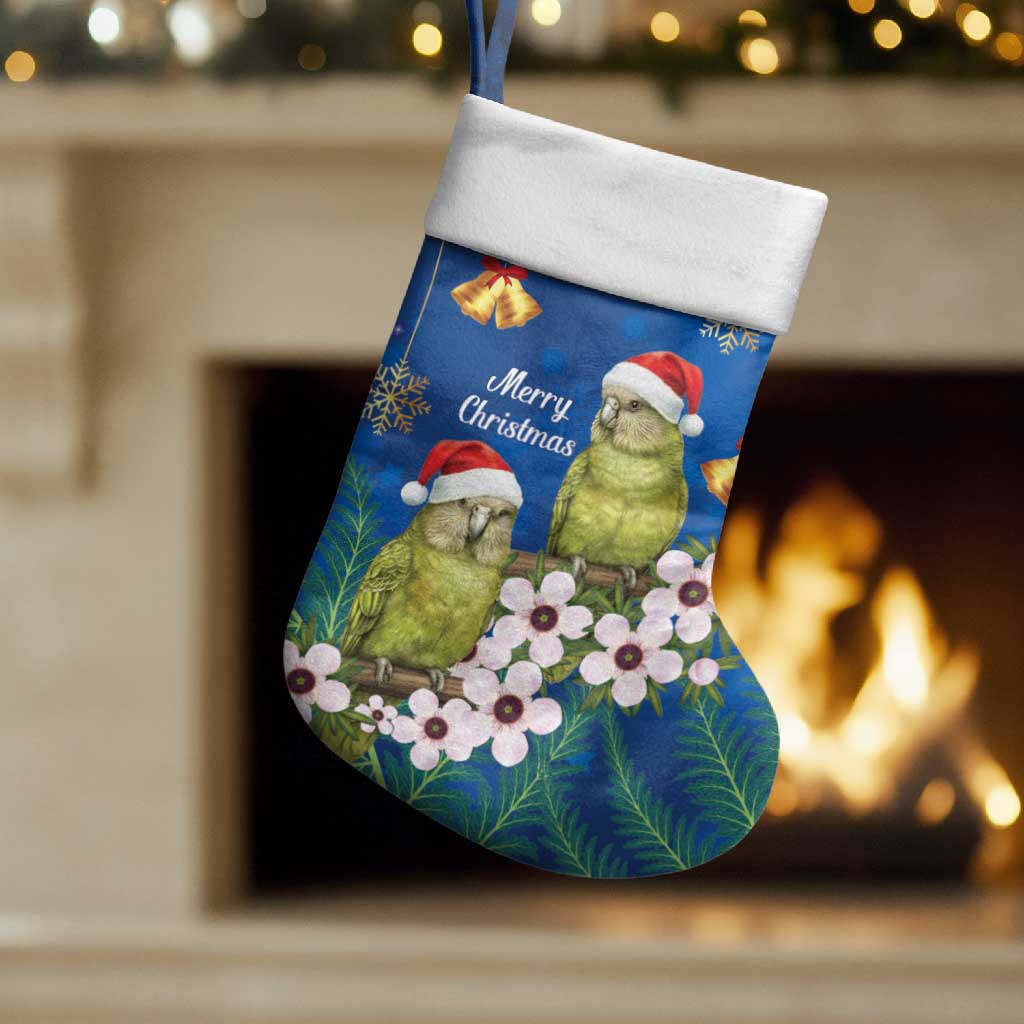 New Zealand Kakapo Christmas Stocking Owl Parrot Santa Sliver Fern Manuka - Blue LT14 Set of 2 Blue - Polynesian Pride