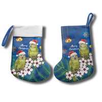 New Zealand Kakapo Christmas Stocking Owl Parrot Santa Sliver Fern Manuka - Blue LT14 - Polynesian Pride