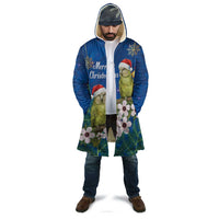 New Zealand Kakapo Christmas Cloak Owl Parrot Santa Sliver Fern Manuka - Blue LT14 - Polynesian Pride