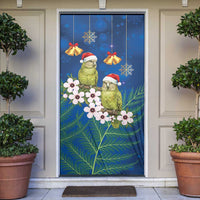 New Zealand Kakapo Christmas Door Cover Owl Parrot Santa Sliver Fern Manuka - Blue LT14 Blue - Polynesian Pride
