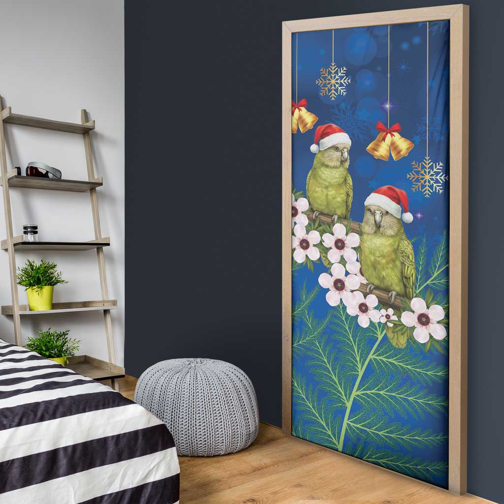 New Zealand Kakapo Christmas Door Cover Owl Parrot Santa Sliver Fern Manuka - Blue LT14 - Polynesian Pride