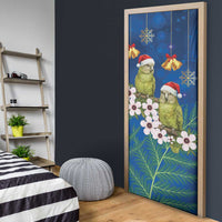 New Zealand Kakapo Christmas Door Cover Owl Parrot Santa Sliver Fern Manuka - Blue LT14 - Polynesian Pride