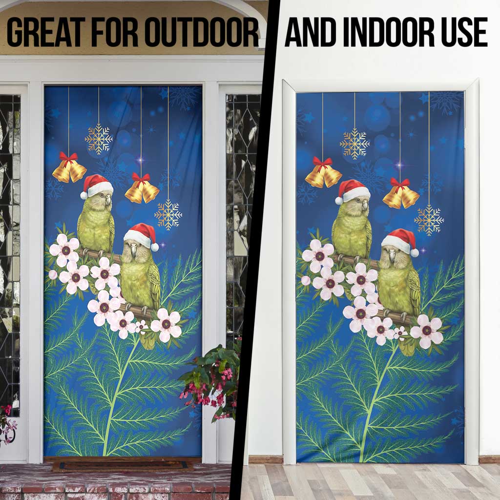 New Zealand Kakapo Christmas Door Cover Owl Parrot Santa Sliver Fern Manuka - Blue LT14 - Polynesian Pride