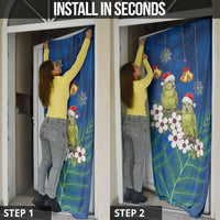 New Zealand Kakapo Christmas Door Cover Owl Parrot Santa Sliver Fern Manuka - Blue LT14 - Polynesian Pride