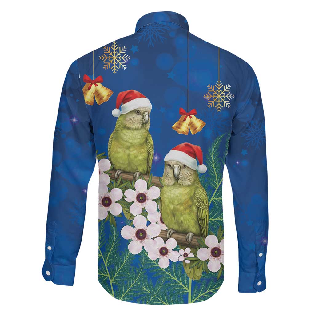 New Zealand Kakapo Christmas Family Matching Mermaid Dress and Hawaiian Shirt Owl Parrot Santa Sliver Fern Manuka - Blue LT14 - Polynesian Pride