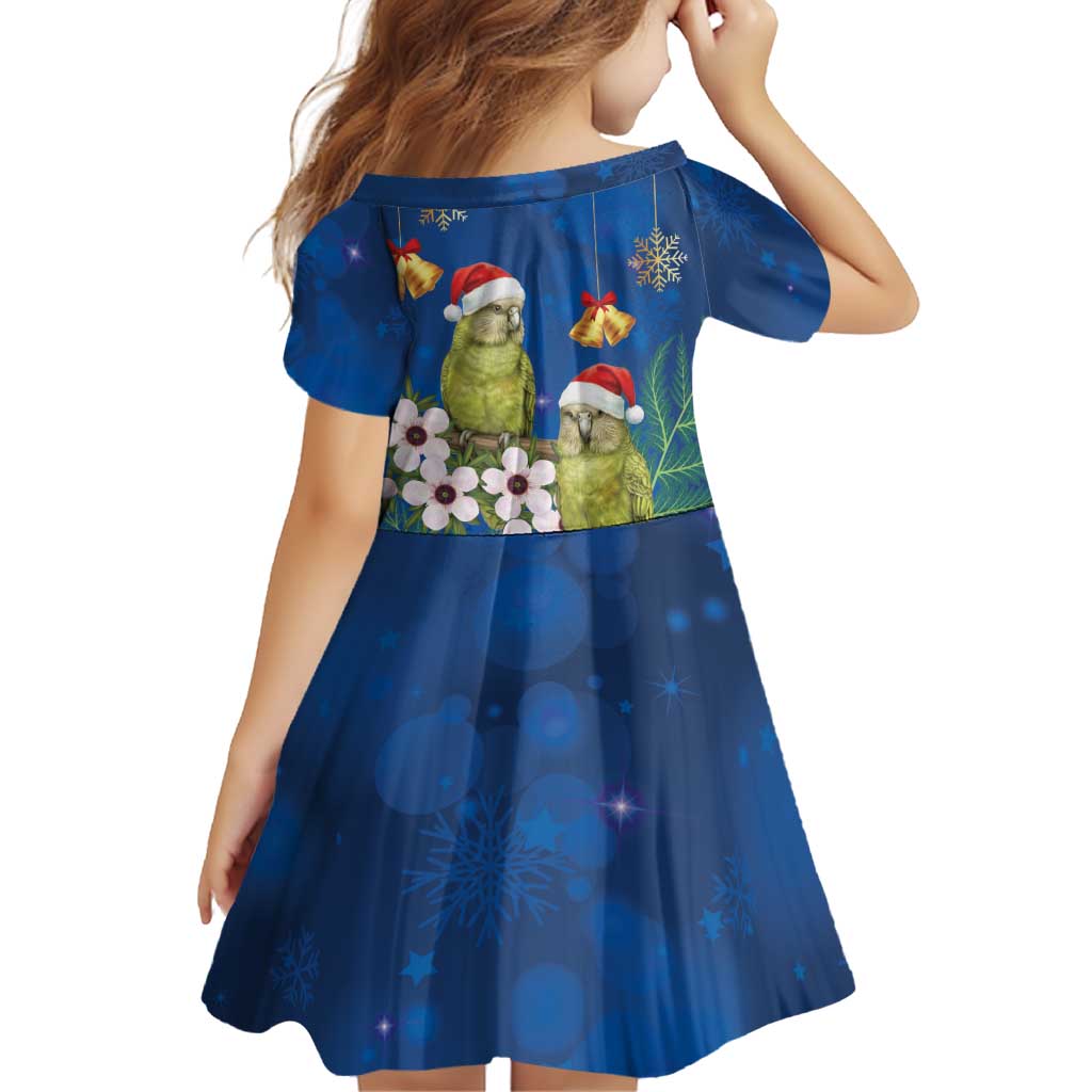 New Zealand Kakapo Christmas Family Matching Summer Maxi Dress and Hawaiian Shirt Owl Parrot Santa Sliver Fern Manuka - Blue LT14 - Polynesian Pride