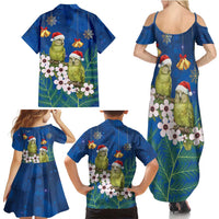 New Zealand Kakapo Christmas Family Matching Summer Maxi Dress and Hawaiian Shirt Owl Parrot Santa Sliver Fern Manuka - Blue LT14 - Polynesian Pride