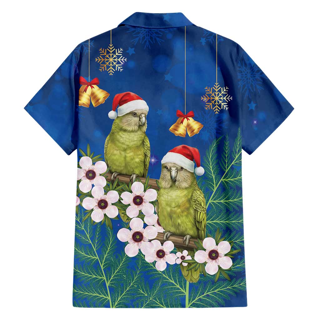 New Zealand Kakapo Christmas Family Matching Summer Maxi Dress and Hawaiian Shirt Owl Parrot Santa Sliver Fern Manuka - Blue LT14 - Polynesian Pride