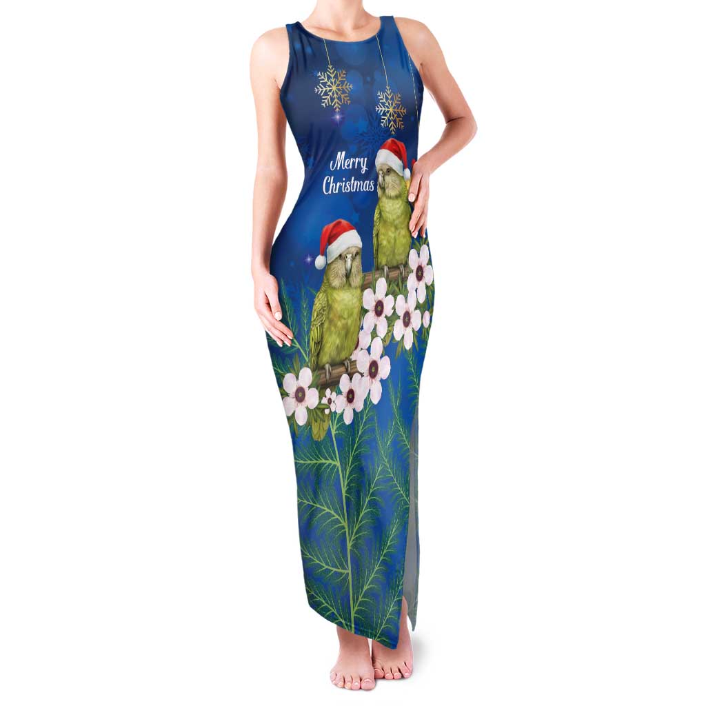 New Zealand Kakapo Christmas Family Matching Tank Maxi Dress and Hawaiian Shirt Owl Parrot Santa Sliver Fern Manuka - Blue LT14 Blue - Polynesian Pride