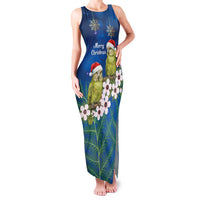 New Zealand Kakapo Christmas Family Matching Tank Maxi Dress and Hawaiian Shirt Owl Parrot Santa Sliver Fern Manuka - Blue LT14 Blue - Polynesian Pride