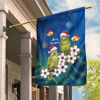 New Zealand Kakapo Christmas Garden Flag Owl Parrot Santa Sliver Fern Manuka - Blue LT14 House Flag Blue - Polynesian Pride