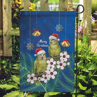 New Zealand Kakapo Christmas Garden Flag Owl Parrot Santa Sliver Fern Manuka - Blue LT14 Garden Flag Blue - Polynesian Pride