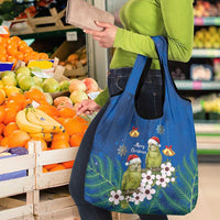 New Zealand Kakapo Christmas Grocery Bag Owl Parrot Santa Sliver Fern Manuka - Blue LT14 - Polynesian Pride
