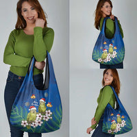 New Zealand Kakapo Christmas Grocery Bag Owl Parrot Santa Sliver Fern Manuka - Blue LT14 - Polynesian Pride