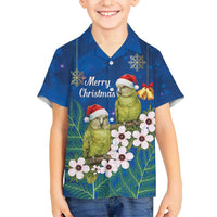 New Zealand Kakapo Christmas Hawaiian Shirt Owl Parrot Santa Sliver Fern Manuka - Blue LT14 - Polynesian Pride