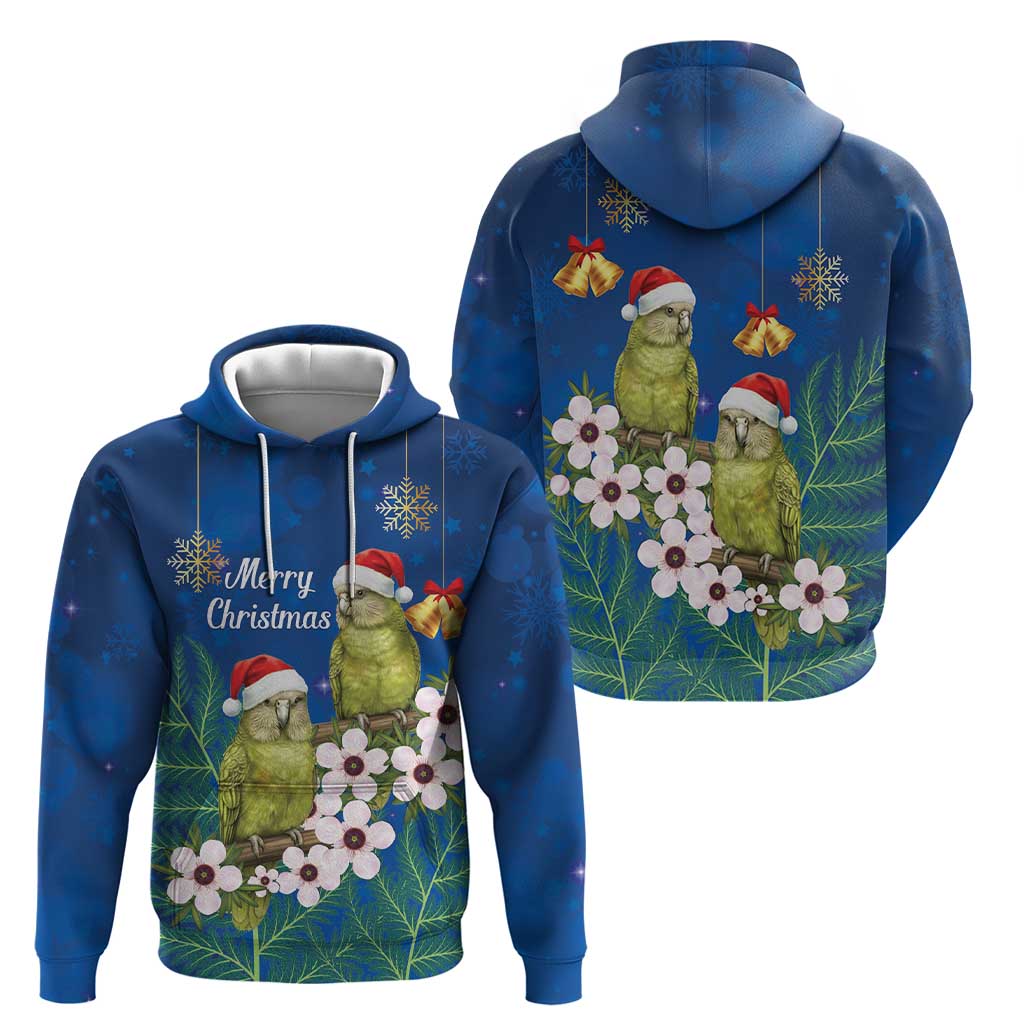 New Zealand Kakapo Christmas Hoodie Owl Parrot Santa Sliver Fern Manuka - Blue LT14 - Polynesian Pride