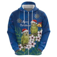 New Zealand Kakapo Christmas Hoodie Owl Parrot Santa Sliver Fern Manuka - Blue LT14 - Polynesian Pride