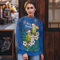 New Zealand Kakapo Christmas Ugly Christmas Sweater Owl Parrot Santa Sliver Fern Manuka - Blue LT14 - Polynesian Pride