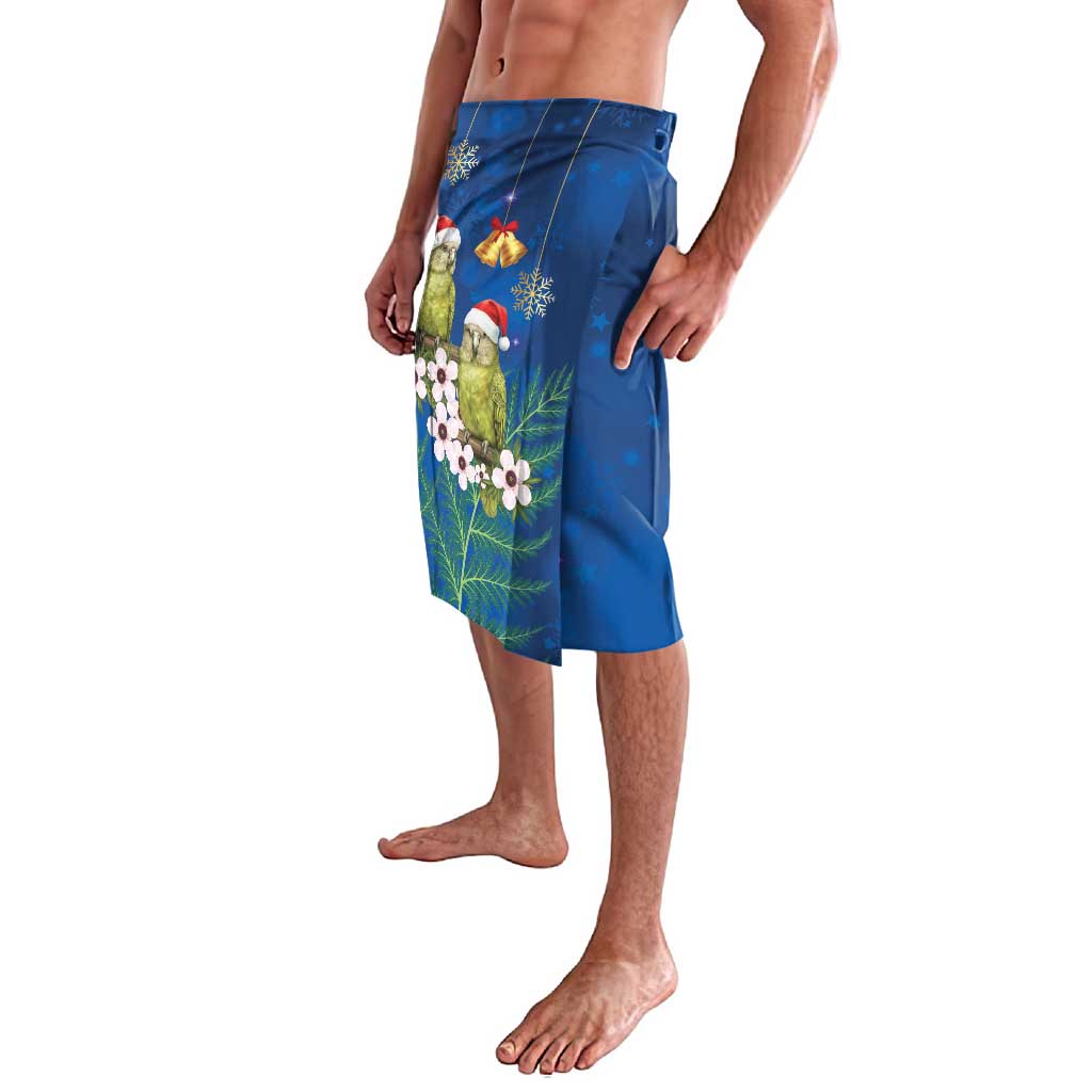 New Zealand Kakapo Christmas Lavalava Owl Parrot Santa Sliver Fern Manuka - Blue LT14 - Polynesian Pride