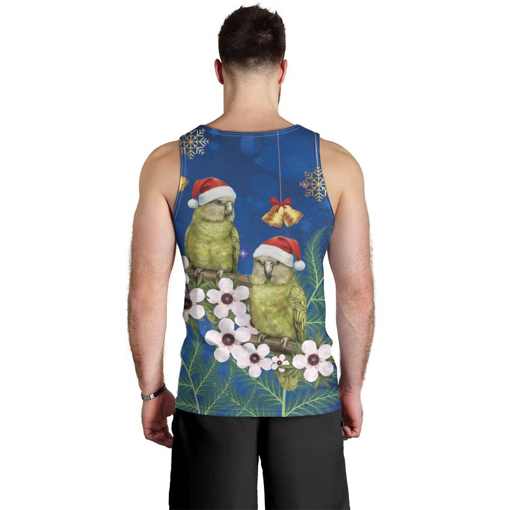 New Zealand Kakapo Christmas Men Tank Top Owl Parrot Santa Sliver Fern Manuka - Blue LT14 - Polynesian Pride