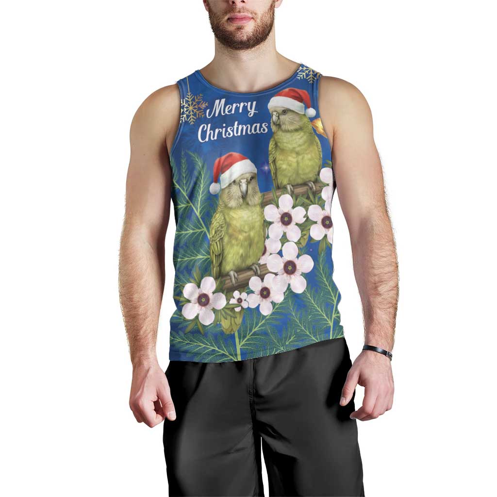New Zealand Kakapo Christmas Men Tank Top Owl Parrot Santa Sliver Fern Manuka - Blue LT14 - Polynesian Pride