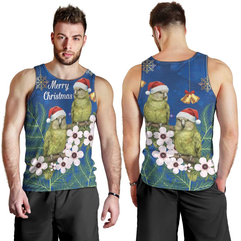 New Zealand Kakapo Christmas Men Tank Top Owl Parrot Santa Sliver Fern Manuka - Blue LT14 - Polynesian Pride