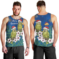 New Zealand Kakapo Christmas Men Tank Top Owl Parrot Santa Sliver Fern Manuka - Blue LT14 - Polynesian Pride