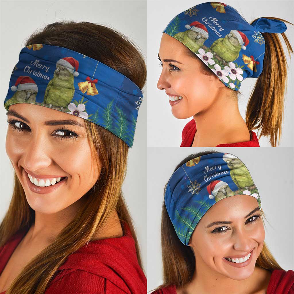 New Zealand Kakapo Christmas Neck Gaiter Owl Parrot Santa Sliver Fern Manuka - Blue LT14 - Polynesian Pride