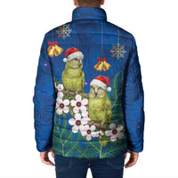 New Zealand Kakapo Christmas Padded Jacket Owl Parrot Santa Sliver Fern Manuka - Blue LT14 - Polynesian Pride