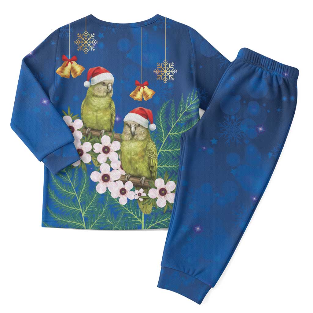 New Zealand Kakapo Christmas Pajama Set Owl Parrot Santa Sliver Fern Manuka - Blue LT14 - Polynesian Pride