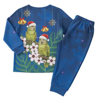 New Zealand Kakapo Christmas Pajama Set Owl Parrot Santa Sliver Fern Manuka - Blue LT14 - Polynesian Pride