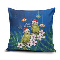New Zealand Kakapo Christmas Pillow Cover Owl Parrot Santa Sliver Fern Manuka - Blue LT14 Blue - Polynesian Pride