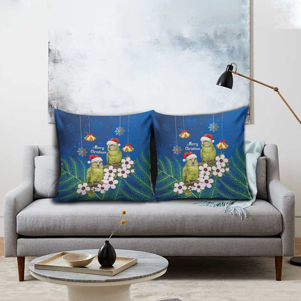 New Zealand Kakapo Christmas Pillow Cover Owl Parrot Santa Sliver Fern Manuka - Blue LT14 - Polynesian Pride