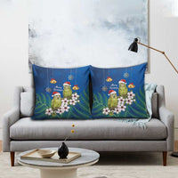 New Zealand Kakapo Christmas Pillow Cover Owl Parrot Santa Sliver Fern Manuka - Blue LT14 - Polynesian Pride